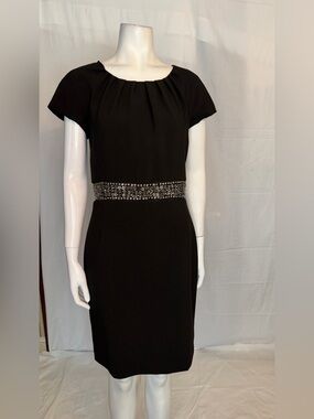 Black Midi Dress with Beaded Waistband